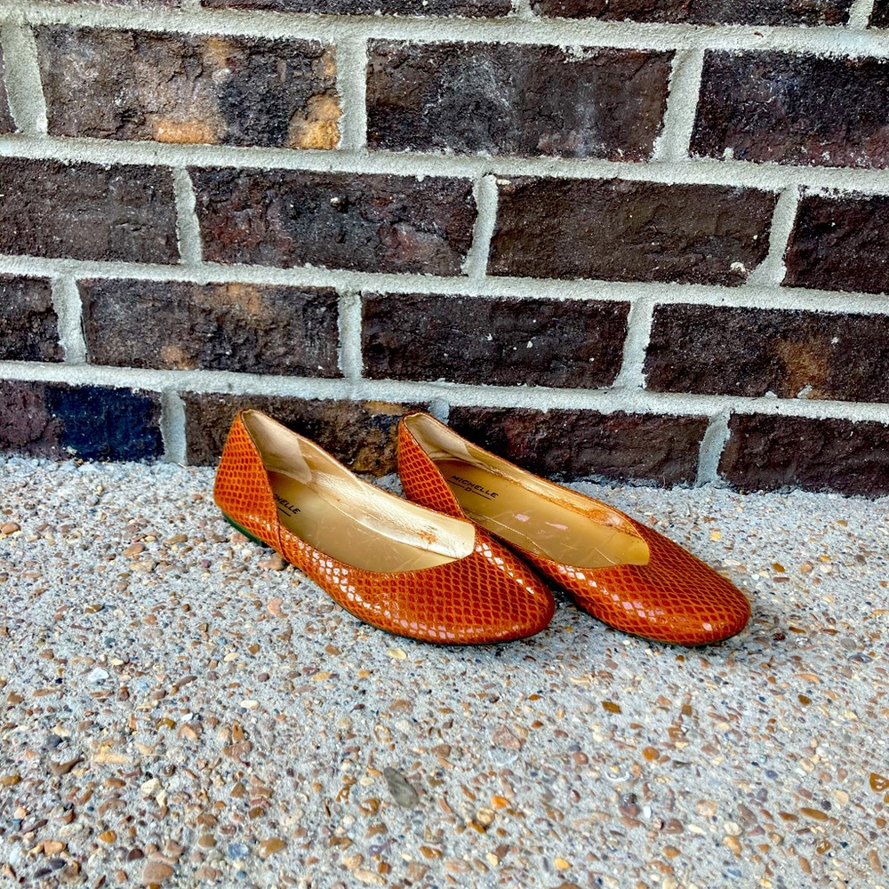 Faux Snakeskin Flats